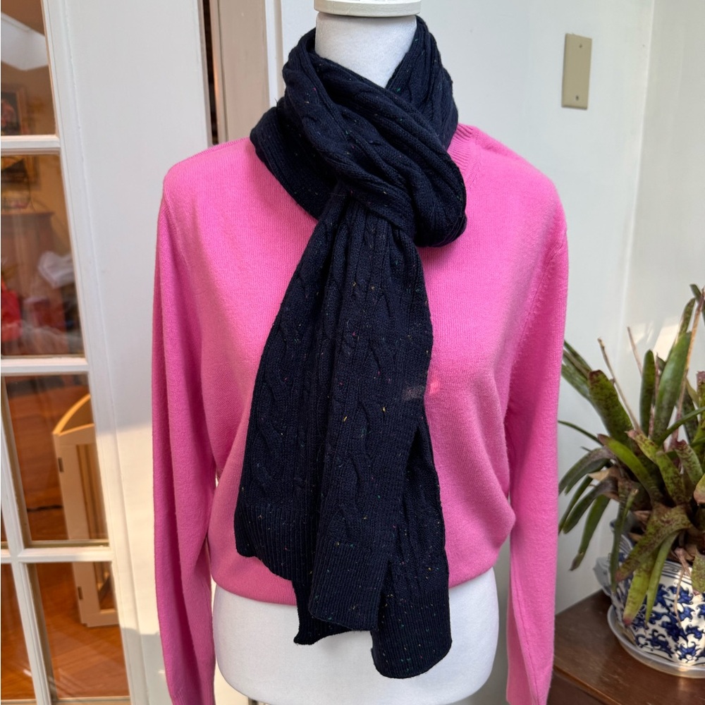 Talbots Navy Blue Cable Knit Scarf